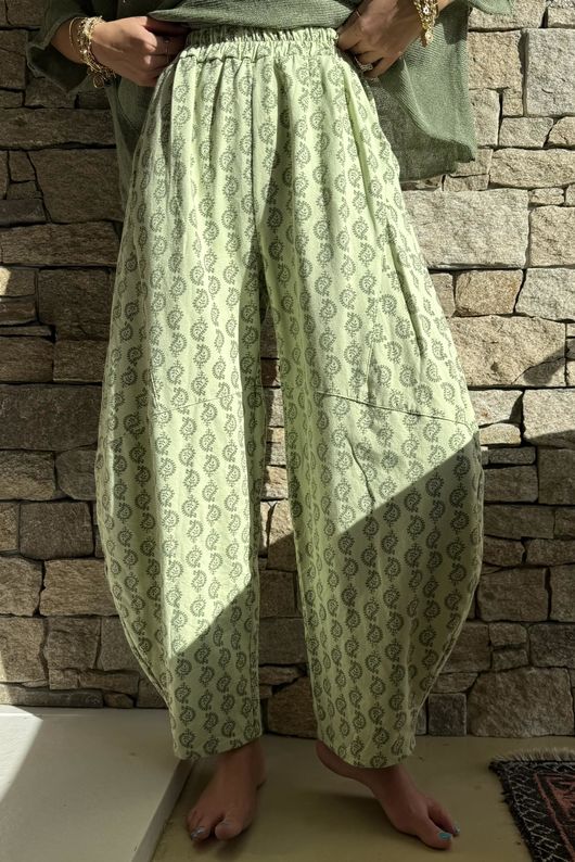 Indira Classic Barrel Pant Sage & Khaki